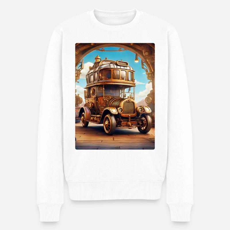 Automobile Steampunk 1.5 - Pull Premium bio Homme - blanc