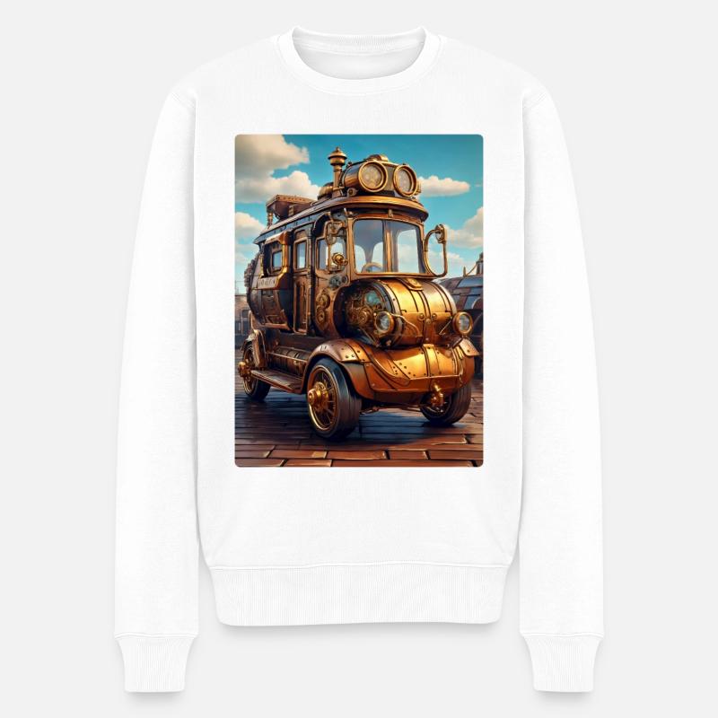 Steampunk Automobile 1.6 - Männer Premium Bio Pullover - Weiß