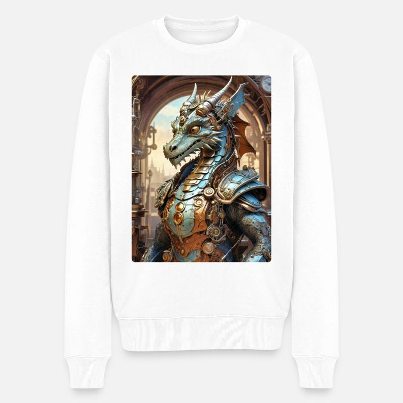Steampunk Dragon 1.14 - Männer Premium Bio Pullover - Weiß