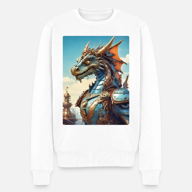 Steampunk Dragon 1.13 - Männer Premium Bio Pullover - Weiß