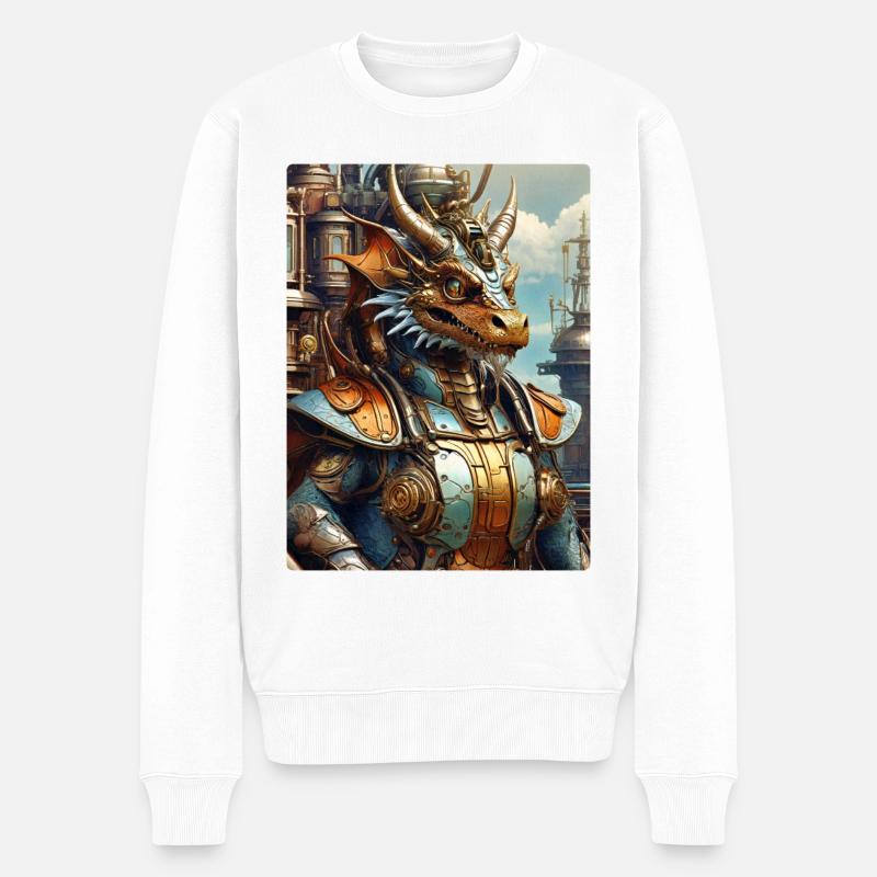 Steampunk Dragon 1.17 - Männer Premium Bio Pullover - Weiß