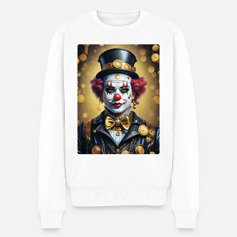 Steampunk Clown 1.7 - Männer Premium Bio Pullover - Weiß