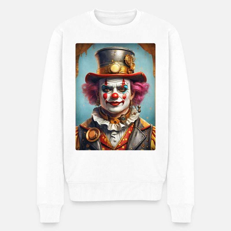 Steampunk Clown 1.13 - Männer Premium Bio Pullover - Weiß