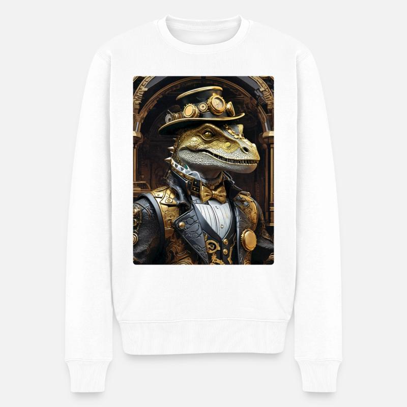 Steampunk Dino 1.4 - Männer Premium Bio Pullover - Weiß