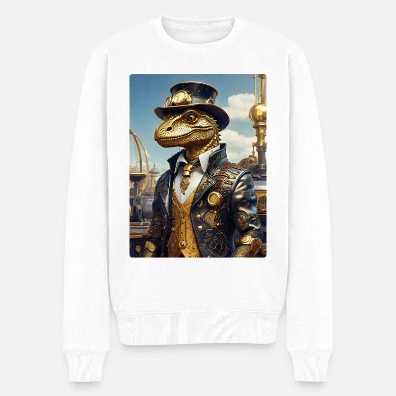 Steampunk Dino 1.12 - Männer Premium Bio Pullover - Weiß