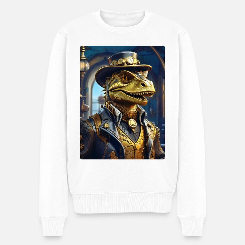 Steampunk Dino 1.19 - Männer Premium Bio Pullover - Weiß