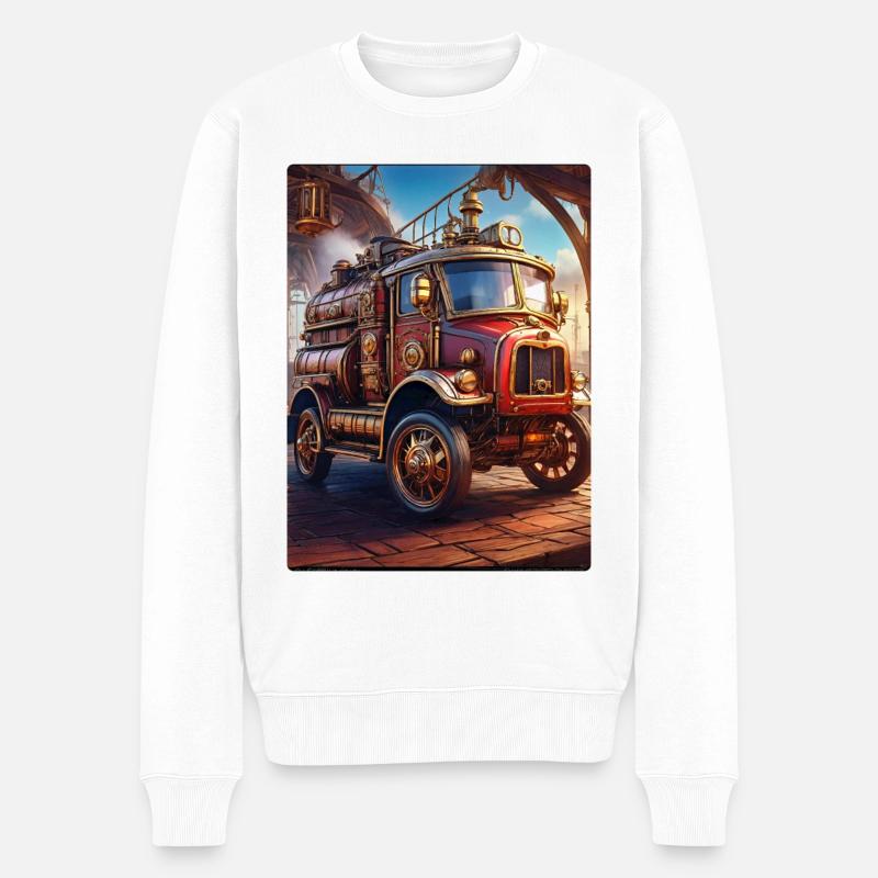 Camion de pompiers steampunk 1.5 - Pull Premium bio Homme - blanc