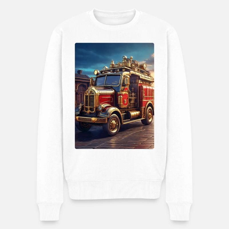 Steampunk Fire Truck 1.16 - Männer Premium Bio Pullover - Weiß