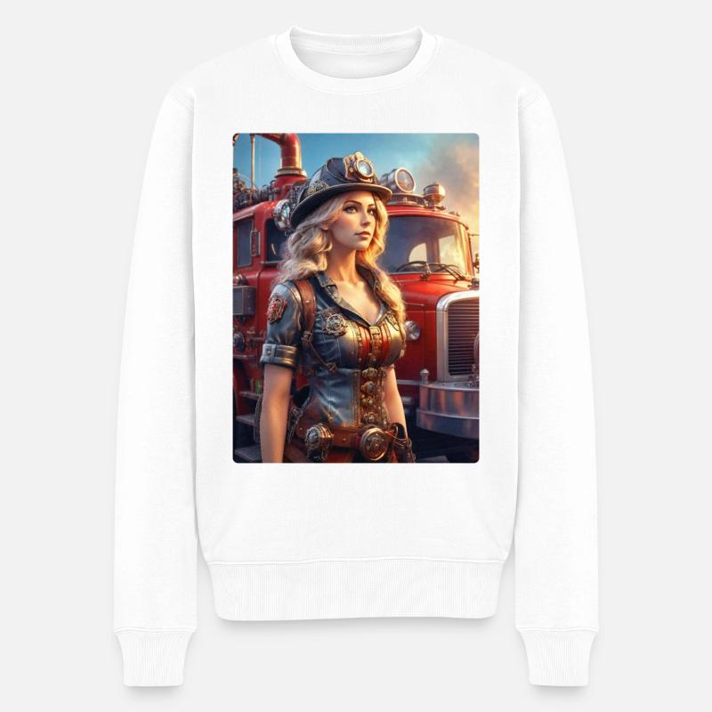 Femme pompier steampunk 1.2 - Pull Premium bio Homme - blanc