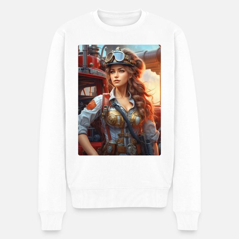 Femme pompier steampunk 1.7 - Pull Premium bio Homme - blanc