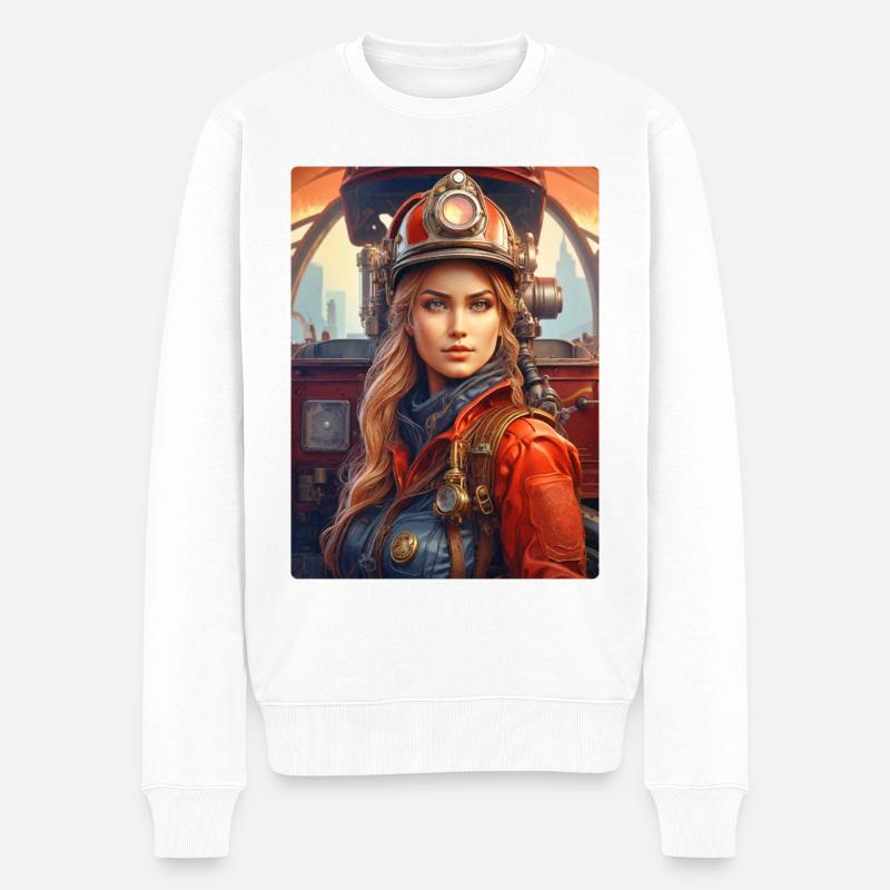 Femme pompier steampunk 1.11 - Pull Premium bio Homme - blanc