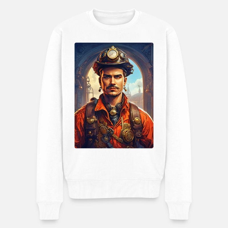 Steampunk Firefighter Man 1.4 - Männer Premium Bio Pullover - Weiß