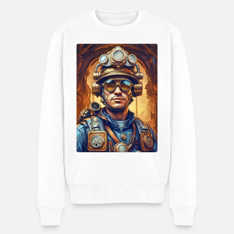 Steampunk Firefighter Man 1.10 - Männer Premium Bio Pullover - Weiß