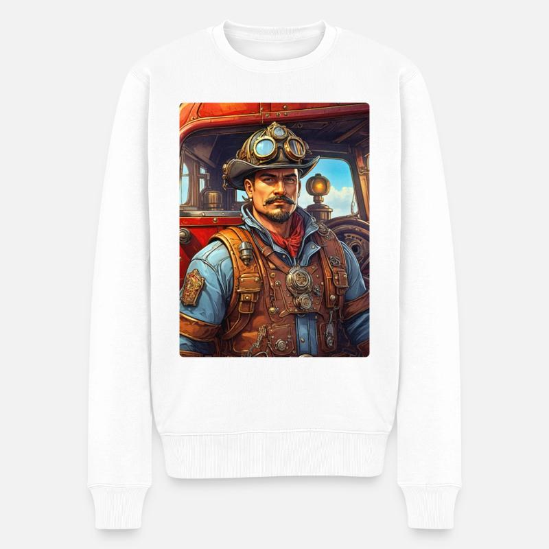 Steampunk Firefighter Man 1.21 - Männer Premium Bio Pullover - Weiß