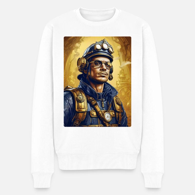 Steampunk Firefighter Man 1.14 - Männer Premium Bio Pullover - Weiß