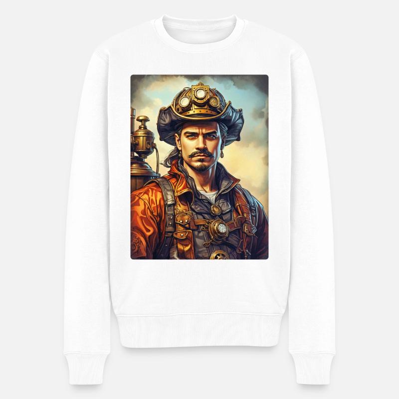 Steampunk Firefighter Man 1.38 - Männer Premium Bio Pullover - Weiß