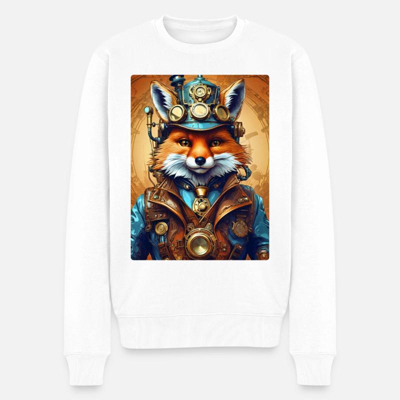 Steampunk Firefighter Fuchs 1.12 - Männer Premium Bio Pullover - Weiß