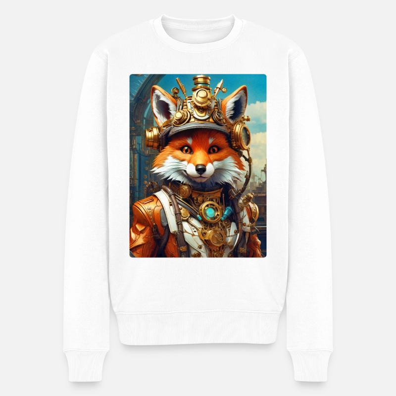 Steampunk Firefighter Fuchs 1.2 - Männer Premium Bio Pullover - Weiß