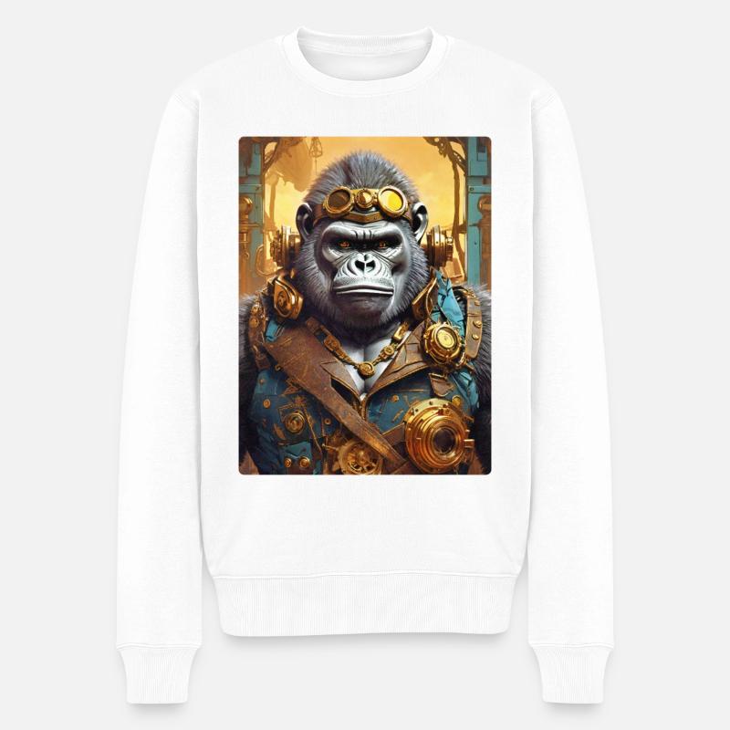 Gorille steampunk 1.11 - Pull Premium bio Homme - blanc