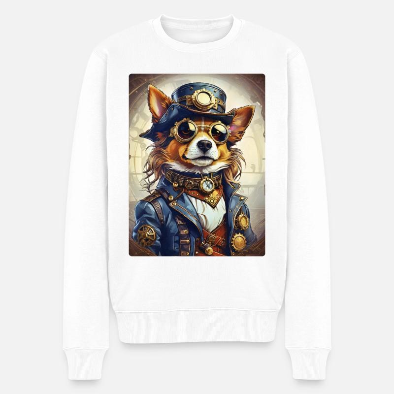 Chien Steampunk 1.3 - Pull Premium bio Homme - blanc