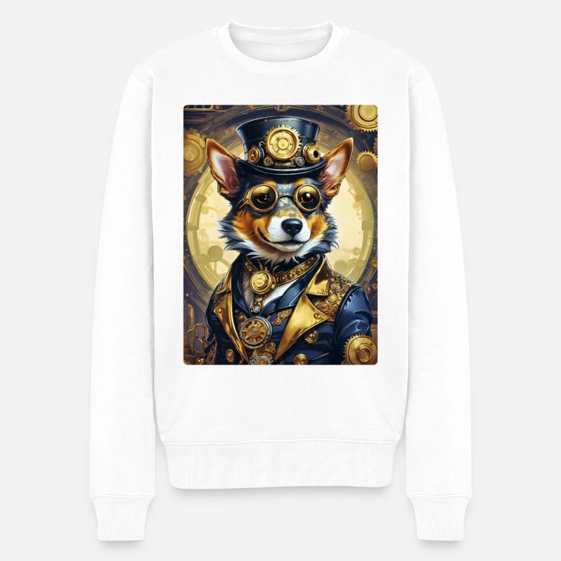 Chien Steampunk 1.6 - Pull Premium bio Homme - blanc