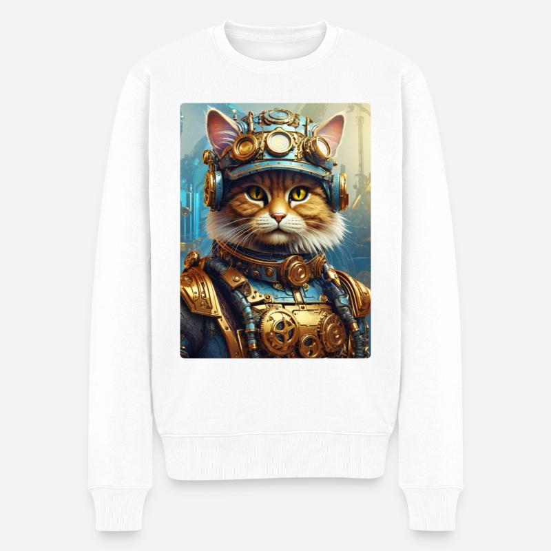 Chat steampunk 1.4 - Pull Premium bio Homme - blanc