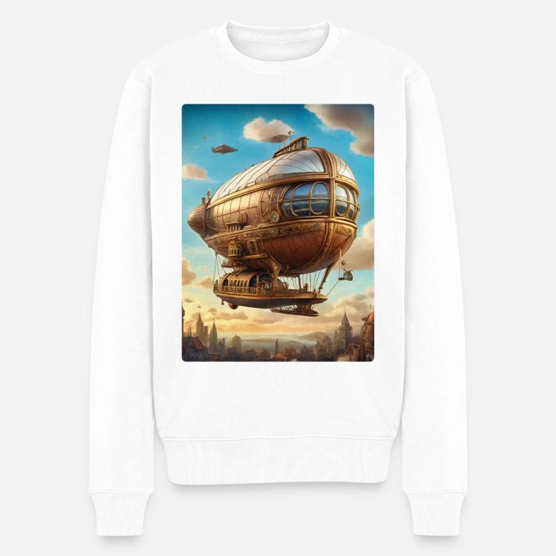 Dirigeable Steampunk 1.7 - Pull Premium bio Homme - blanc