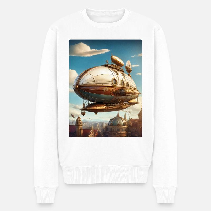Steampunk Luftschiff 1.9 - Männer Premium Bio Pullover - Weiß