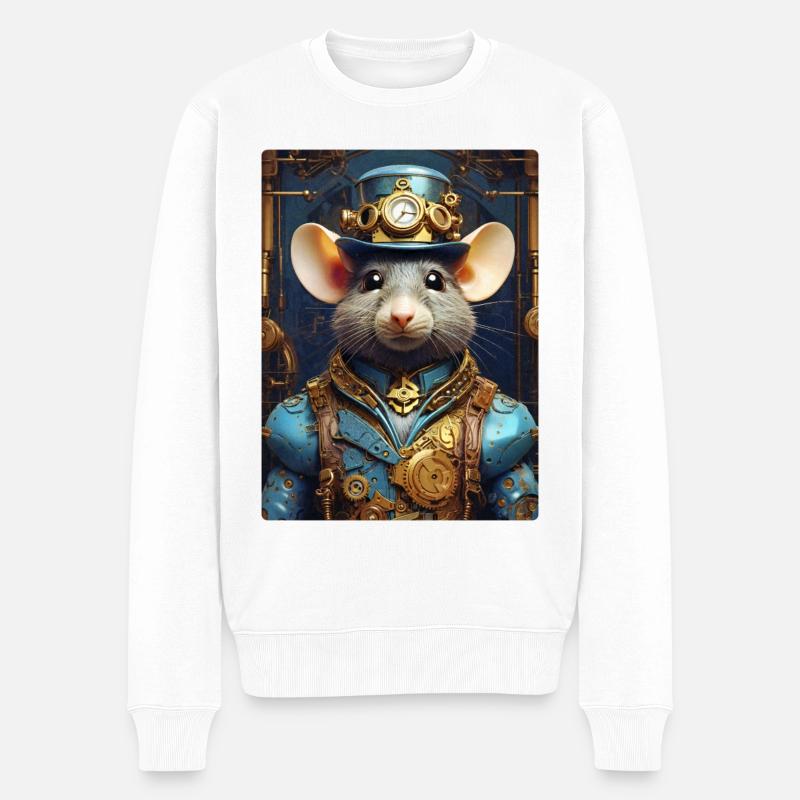 Steampunk Ratte 1.16 - Männer Premium Bio Pullover - Weiß