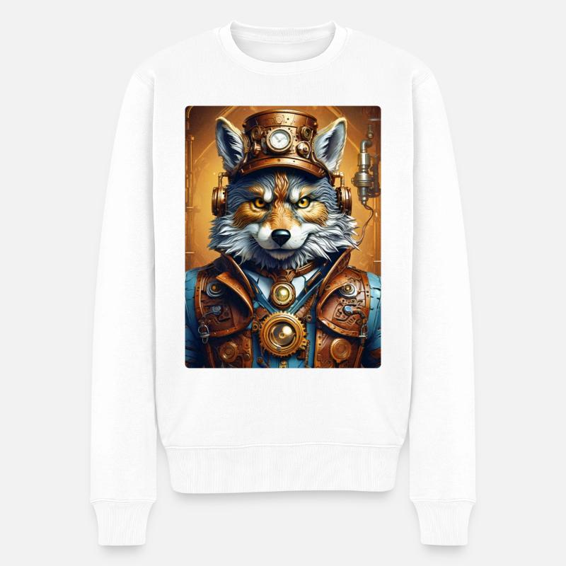 Loup Steampunk 1.7 - Pull Premium bio Homme - blanc