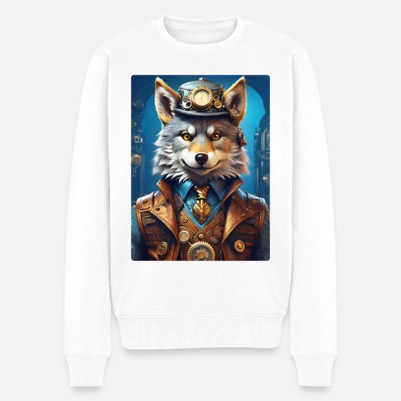 Loup Steampunk 1.12 - Pull Premium bio Homme - blanc