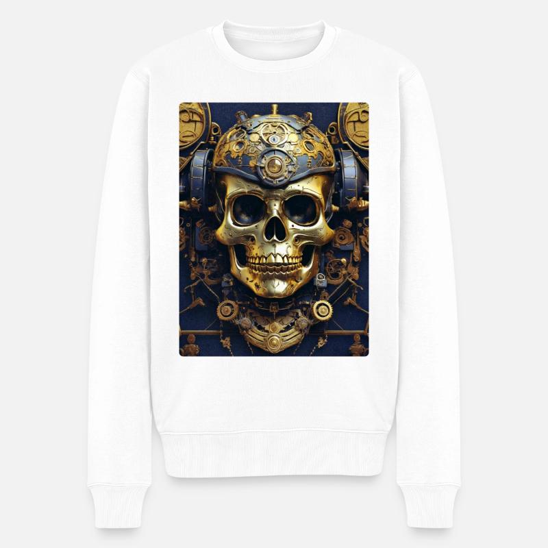 Steampunk Skull 1.10 - Männer Premium Bio Pullover - Weiß