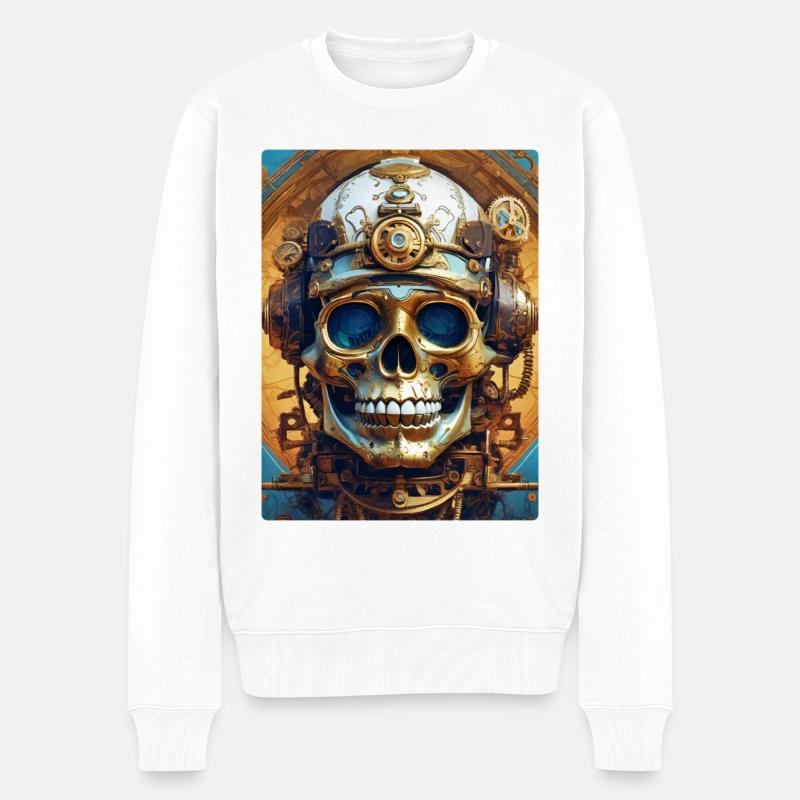 Steampunk Skull 1.1 - Männer Premium Bio Pullover - Weiß