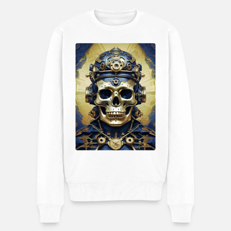 Steampunk Skull 1.3 - Männer Premium Bio Pullover - Weiß