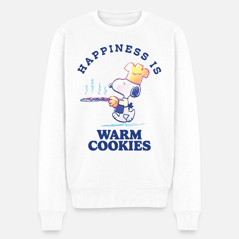 Peanuts Design Le Bonheur C’est Des Cookies Chauds - Pull Premium bio Homme - blanc