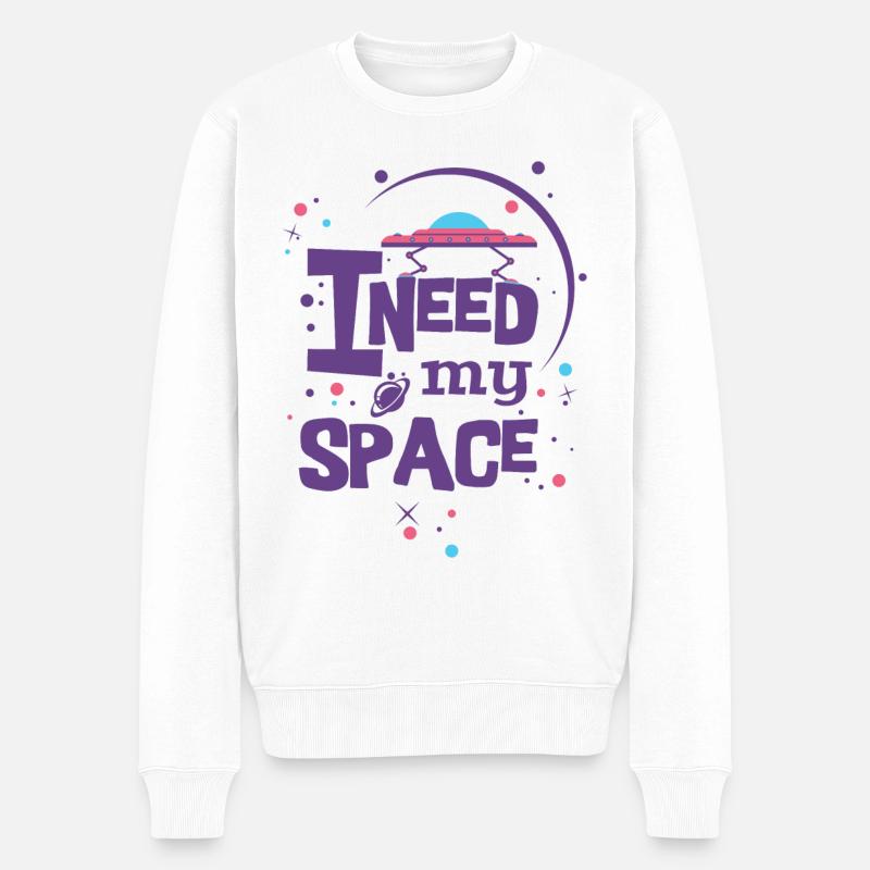 LILA ICH BRAUCHE MEIN PLATZ - UFO Sprüche Shirt - Männer Premium Bio Pullover - Weiß