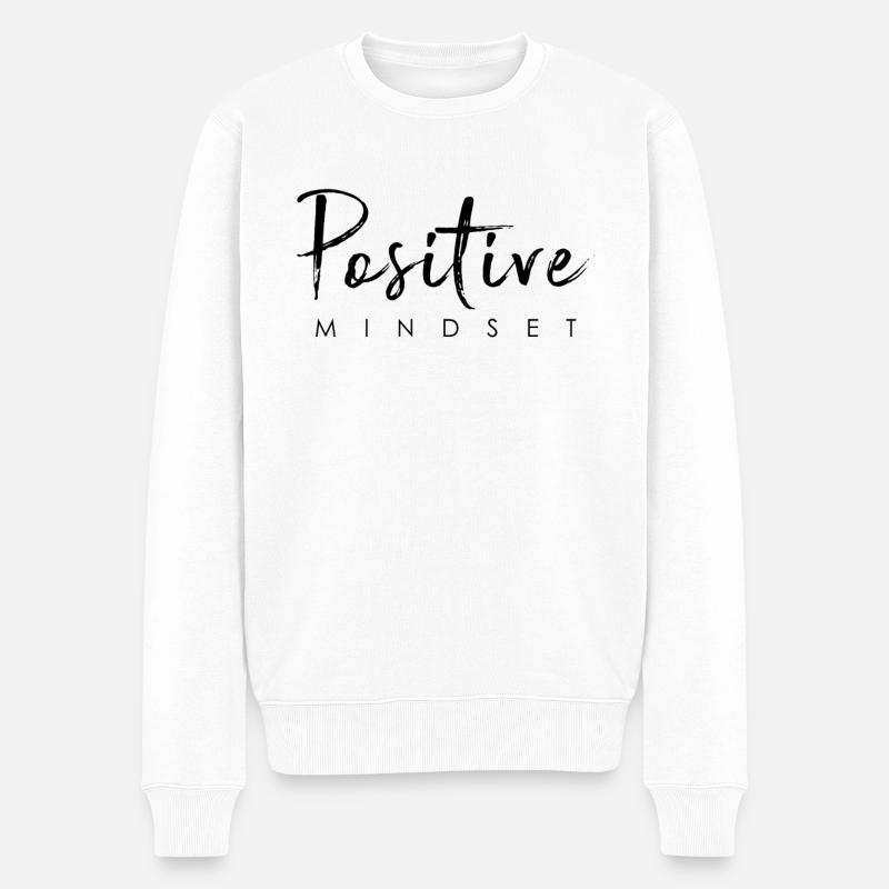 Positiver Mindset - Bleib positiv - Männer Premium Bio Pullover - Weiß