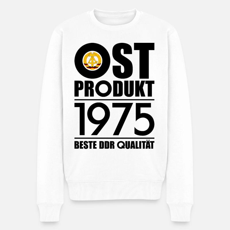 51. GEBURTSTAG OSSI OSTPRODUKT 1975 DDR - Männer Premium Bio Pullover - Weiß