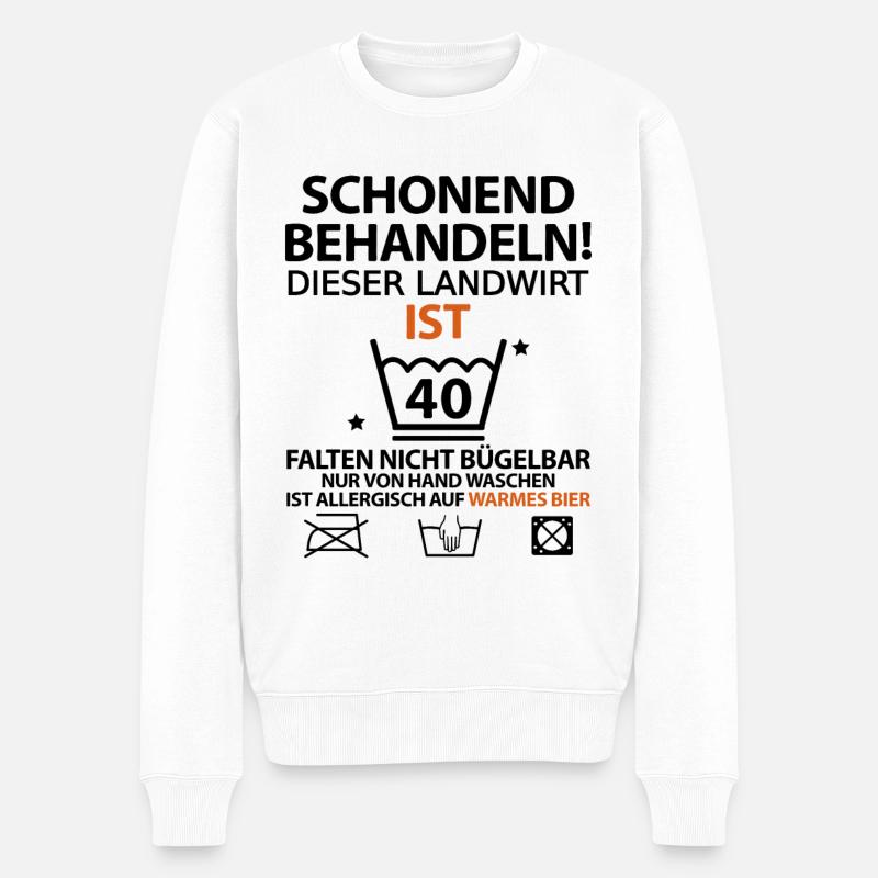 40 Geburtstag Landwirt Traktorfahrer Witzig Lustig - Männer Premium Bio Pullover - Weiß
