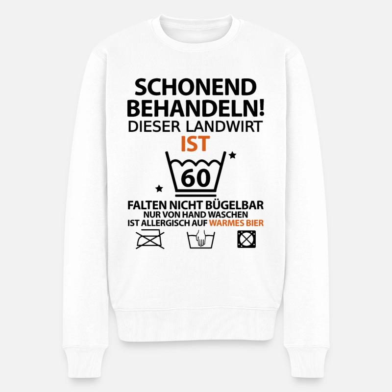 60 Geburtstag Landwirt Traktorfahrer Witzig Lustig - Männer Premium Bio Pullover - Weiß