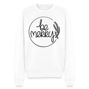 Be merry - Männer Premium Bio Pullover - Weiß - Vorne - Thijin (182cm)