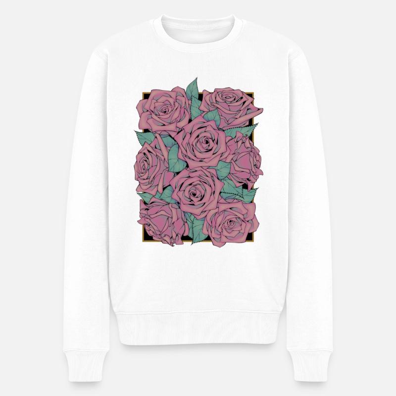 Rosen - Männer Premium Bio Pullover - Weiß