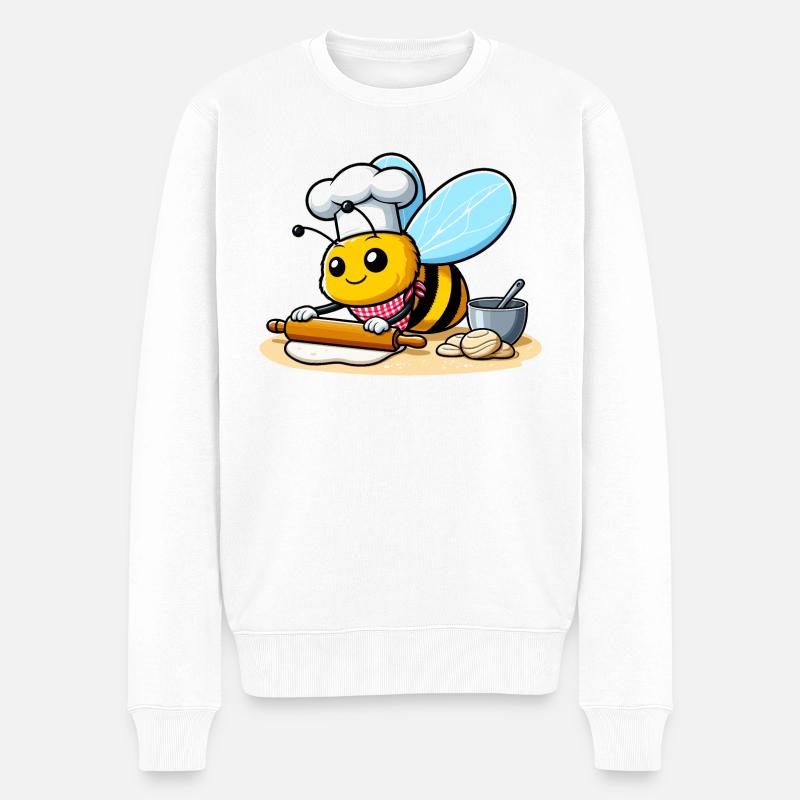 Backende Biene - Männer Premium Bio Pullover - Weiß