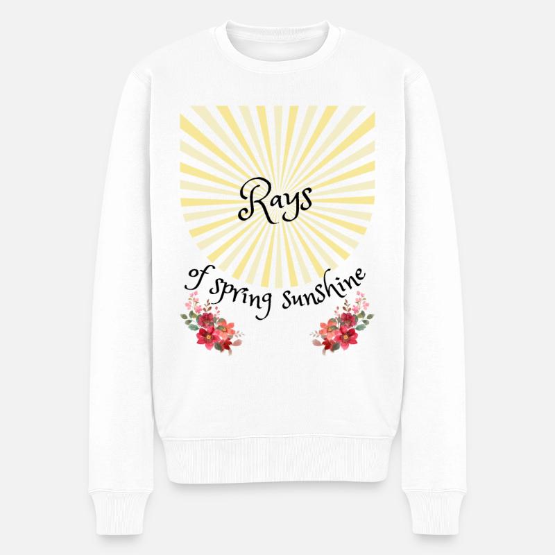 Frühling | Spring | Sonnenstrahlen | Sonne - Männer Premium Bio Pullover - Weiß