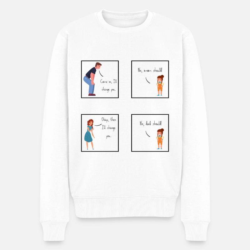 Nein | Kind | Lustig | Toddler | Dad - Männer Premium Bio Pullover - Weiß