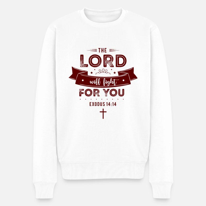 Gott wird für dich kämpfen - Christlich - Männer Premium Bio Pullover - Weiß