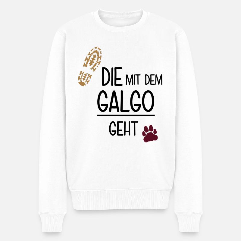 Die mit dem Galgo geht - Männer Premium Bio Pullover - Weiß