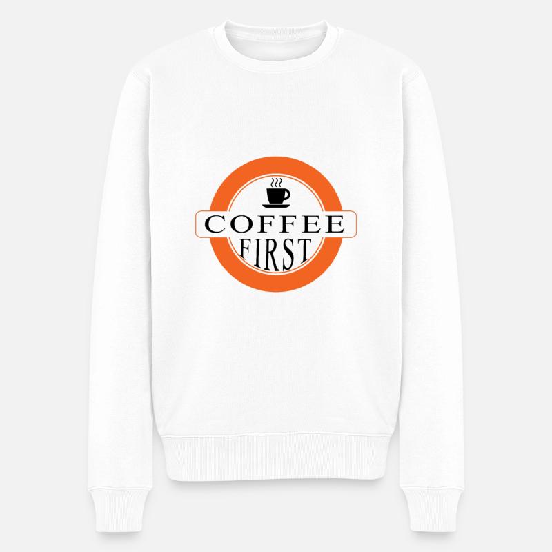 Café d'abord - premier café - Pull Premium bio Homme - blanc