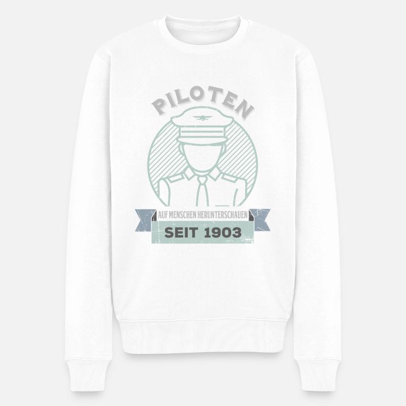 Ein Passagierflugzeugpilot In Uniform - Männer Premium Bio Pullover - Weiß