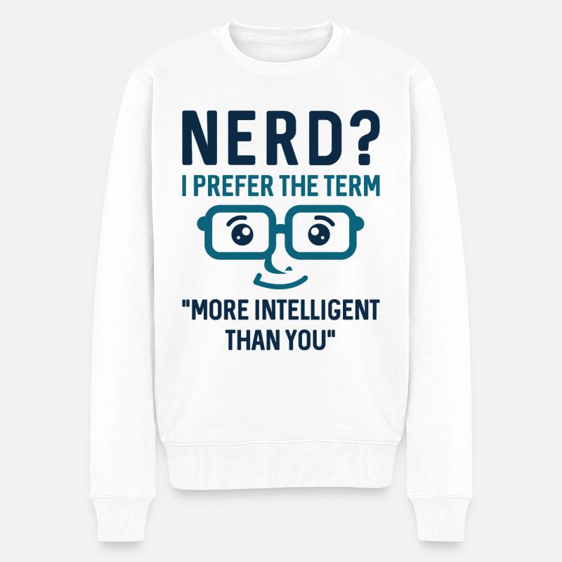 Nerd Intelligent - Männer Premium Bio Pullover - Weiß